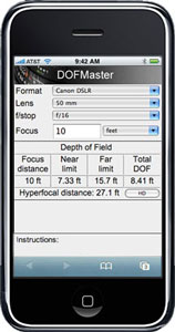 DOFMaster, calcula la distancia focal en un iPhone