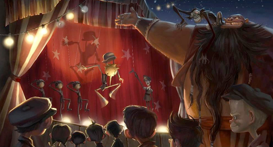 Un par de imágenes del Pinoccio macabro de Guillermo del Toro y Gris Grimly